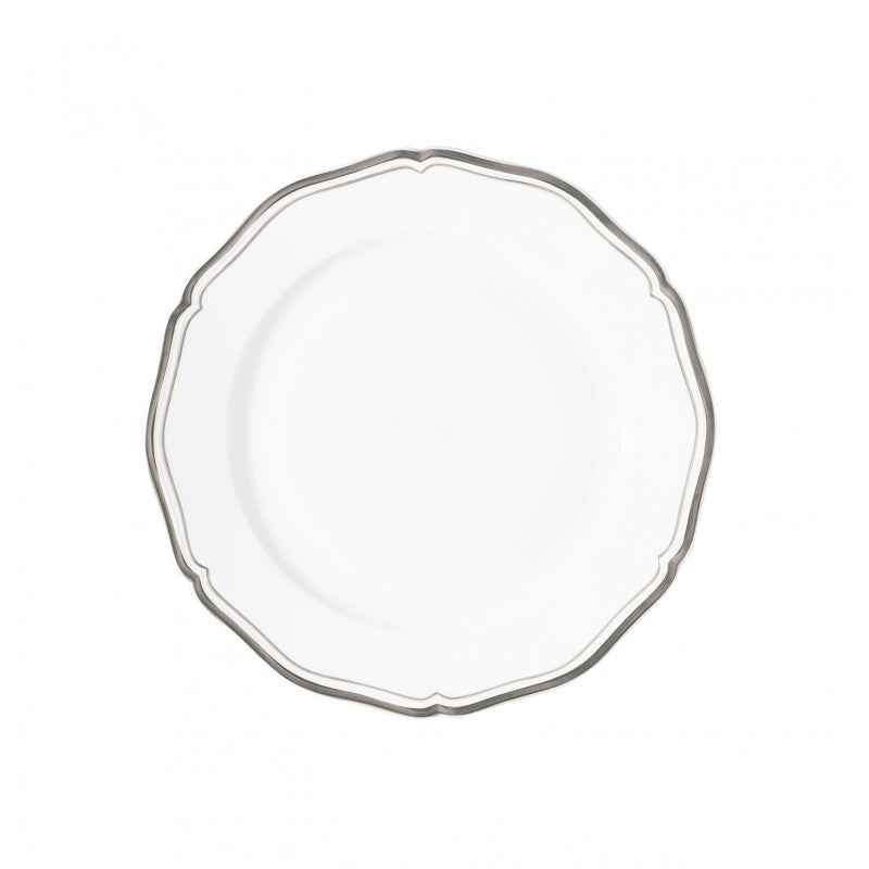 Deep chop plate 29.5 cm white with platine rim | Polka Platine