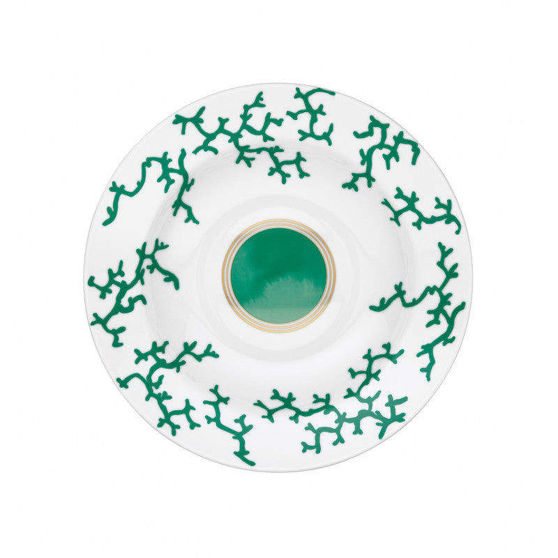 Deep chop plate 29.5 cm green with gold rim | Cristobal Emeraude