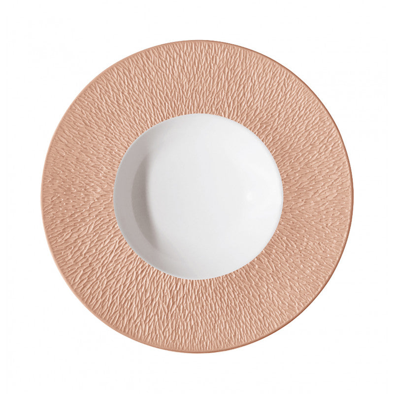 Rim plate deep with engraved rim 27 cm rose gold | Minéral Irisé