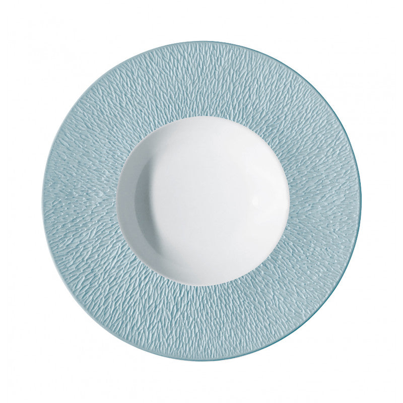 Rim plate deep with engraved rim 27 cm blue | Minéral Irisé