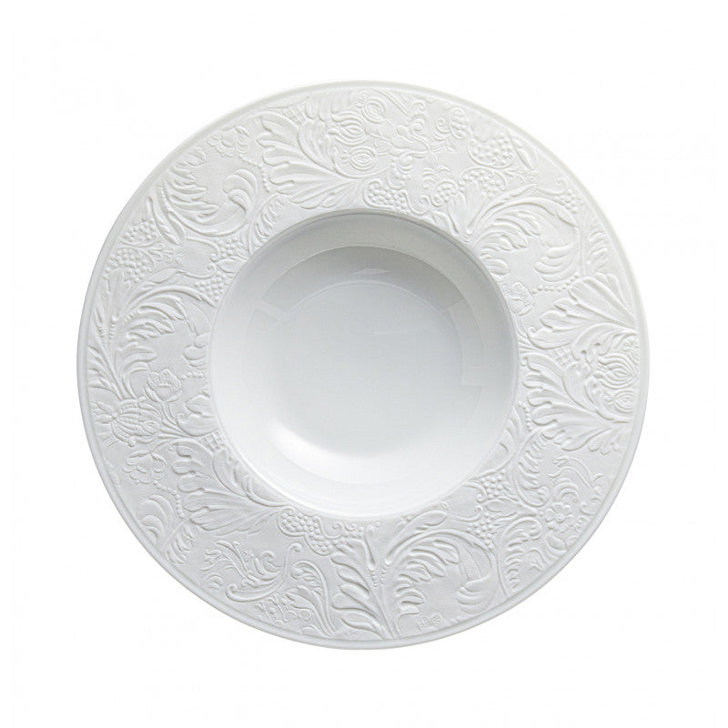 Rim plate deep with engraved rim 27 cm white | Italian Renaissance