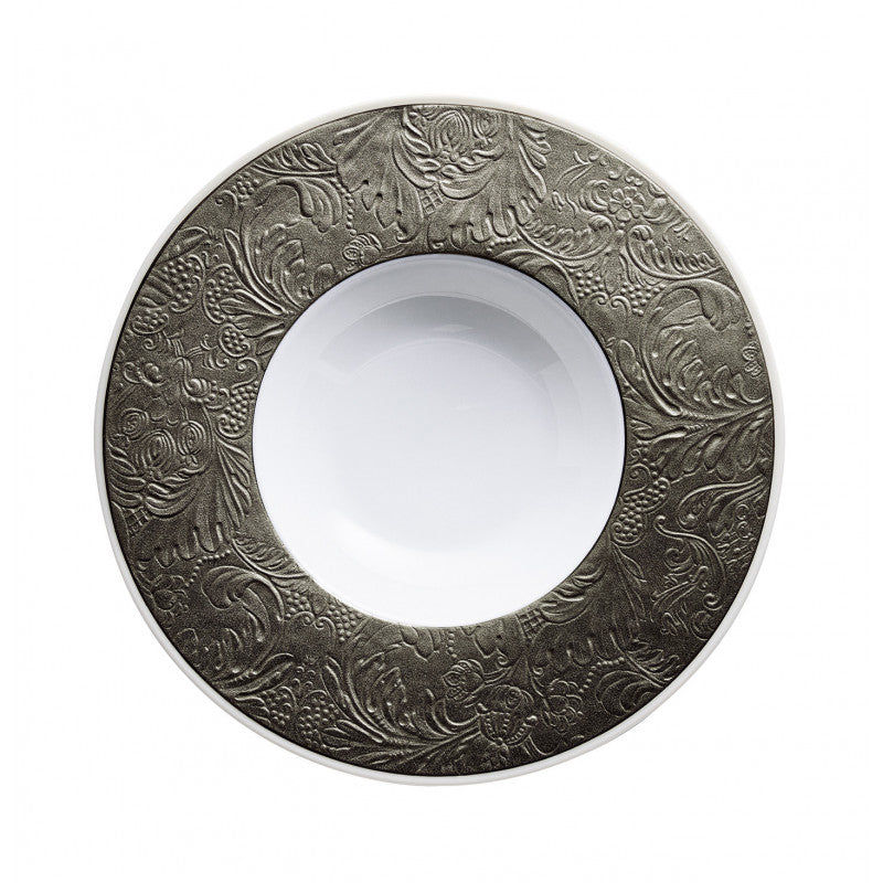 Rim plate deep with engraved rim 27 cm platine with platine rim | Italian Renaissance Platine