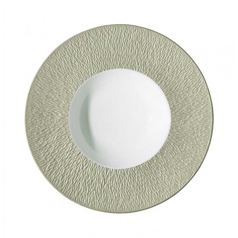 Rim plate deep with engraved rim 27 cm green | Minéral Irisé