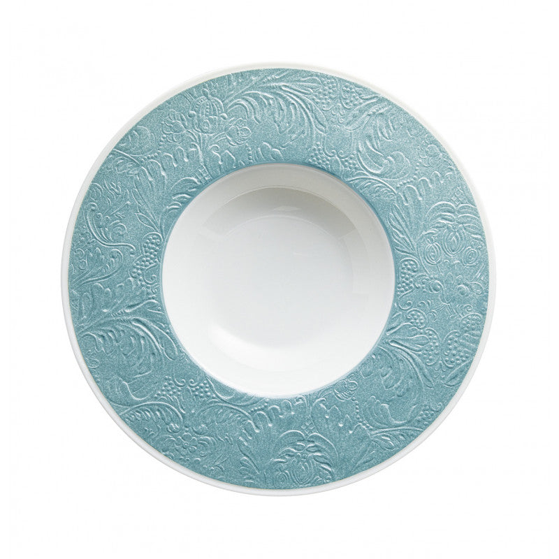 Rim plate deep with engraved rim 27 cm blue | Italian Renaissance