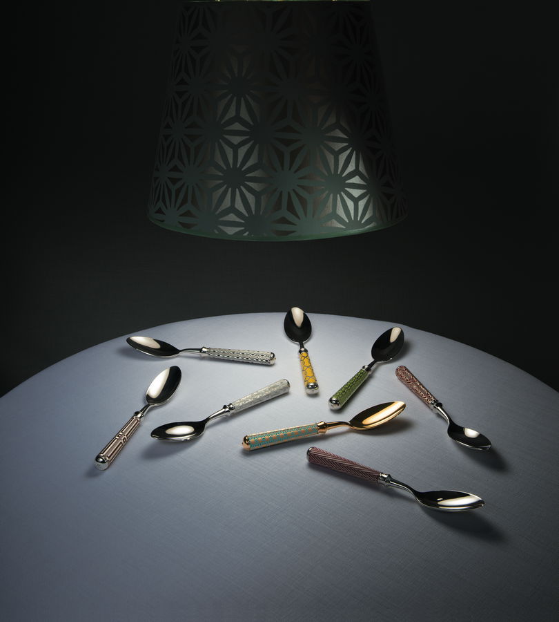 Dessert Knife | Silver Plated / Enamel handle | Yellow | Icône