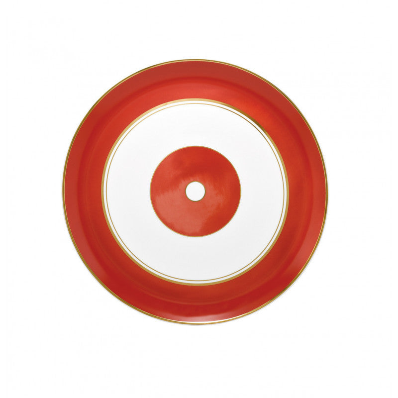 Flat cake serving plate 31 cm red with gold rim | Cristobal Rouge