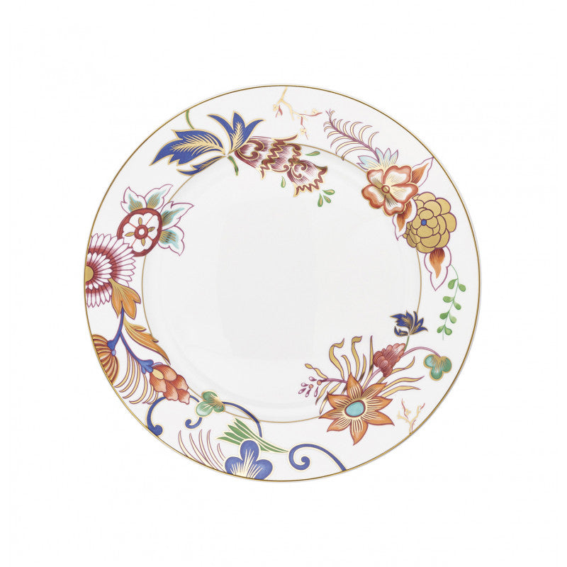 Flat chop plate 29.5 cm blue/pink with gold rim | Imari