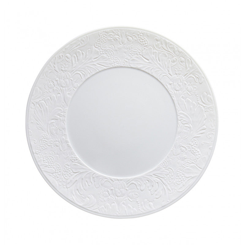 Coupe plate flat with engraved rim 27 cm white | Italian Renaissance