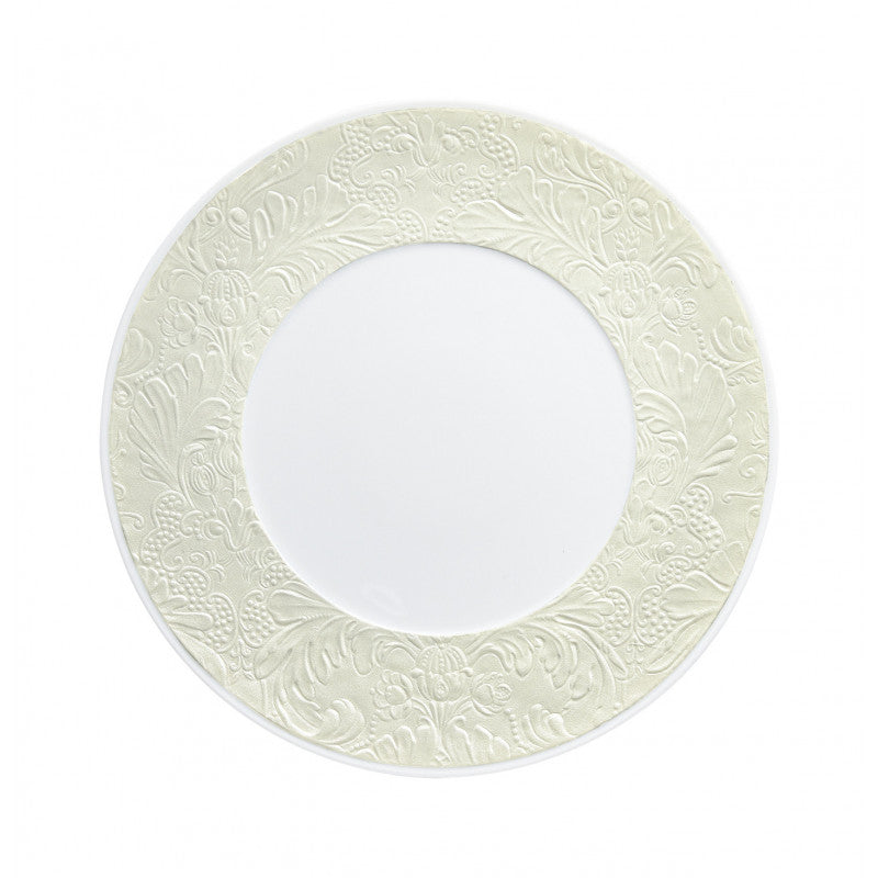 Coupe plate flat with engraved rim 27 cm ivory | Italian Renaissance