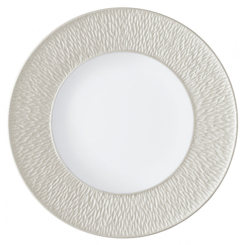 Coupe plate flat with engraved rim 32 cm grey III | Minéral Irisé