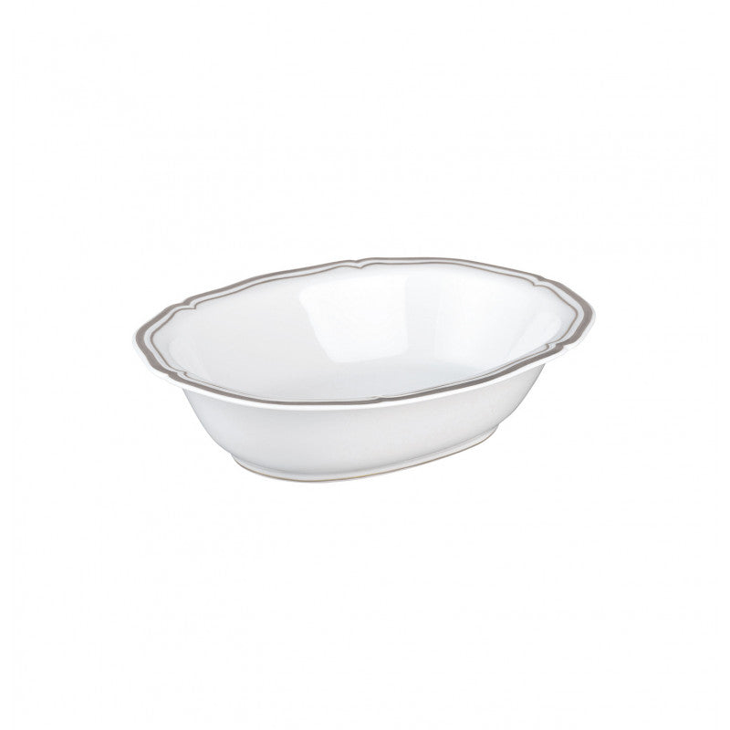 Open vegetable dish 25 cm white with platine rim | Polka Platine
