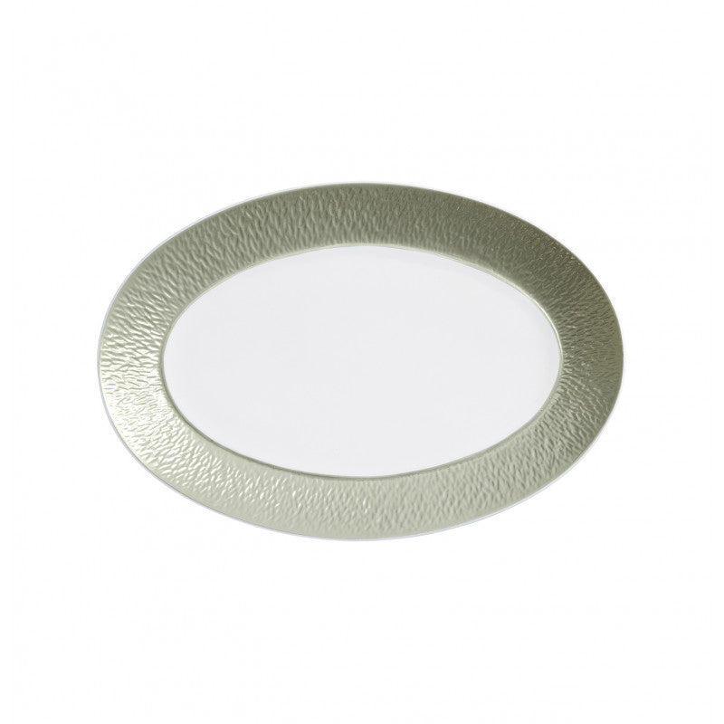 Oval platter 30 cm green | Minéral Irisé