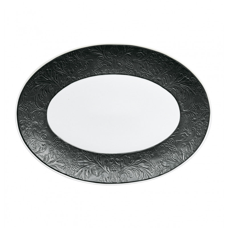 Oval platter 36 cm black | Italian Renaissance