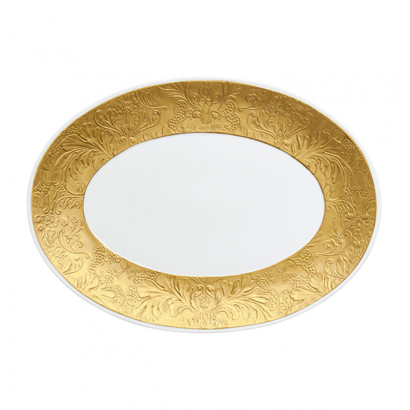 Oval platter 36 cm gold with gold rim | Italian Renaissance Or