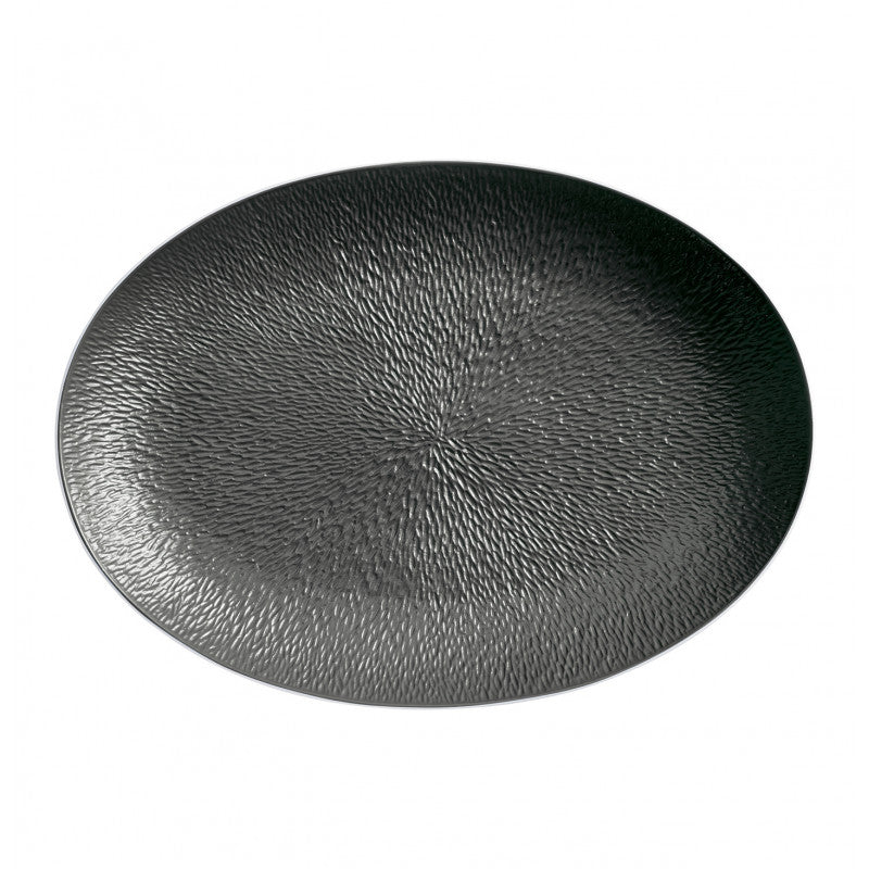 Oval platter 36 cm black | Minéral Irisé