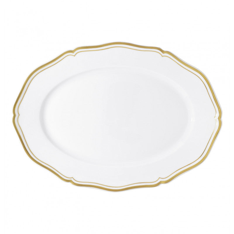 Oval platter 39 cm white with gold rim | Polka Or