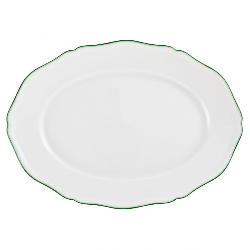 Oval platter 39 cm green | Touraine Double Filet Vert