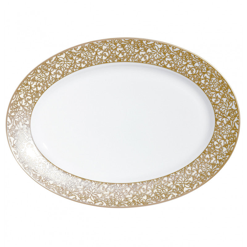Oval platter 41 cm white with gold rim | Salamanque Or