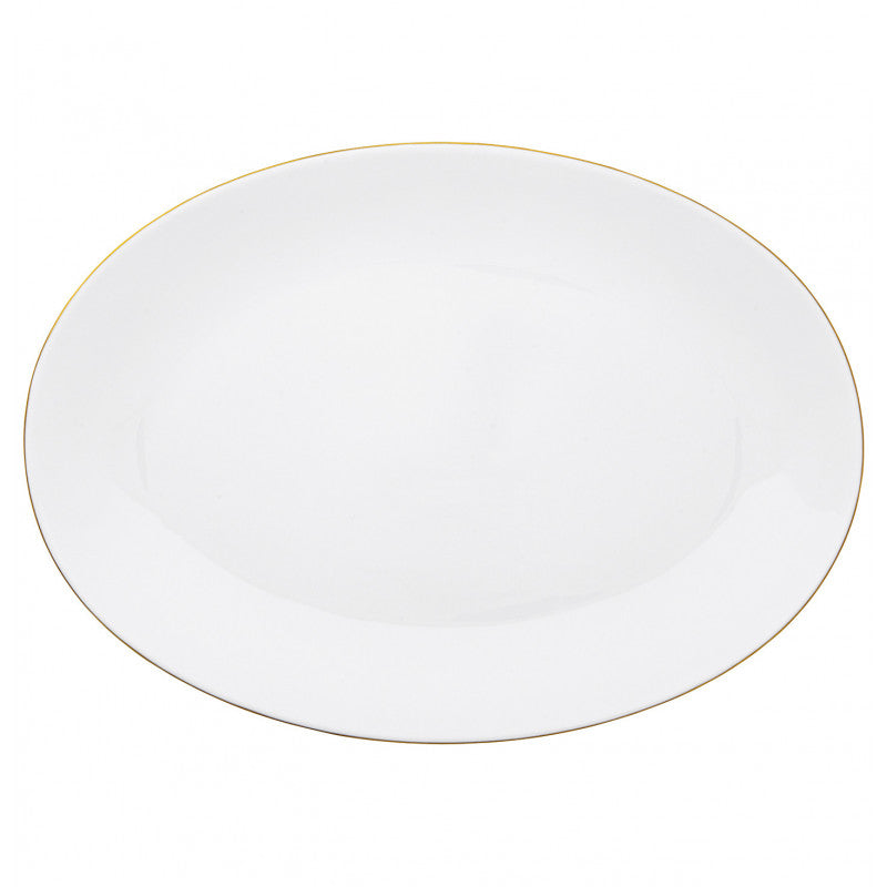 Oval platter 42 cm white with gold rim | Monceau Or