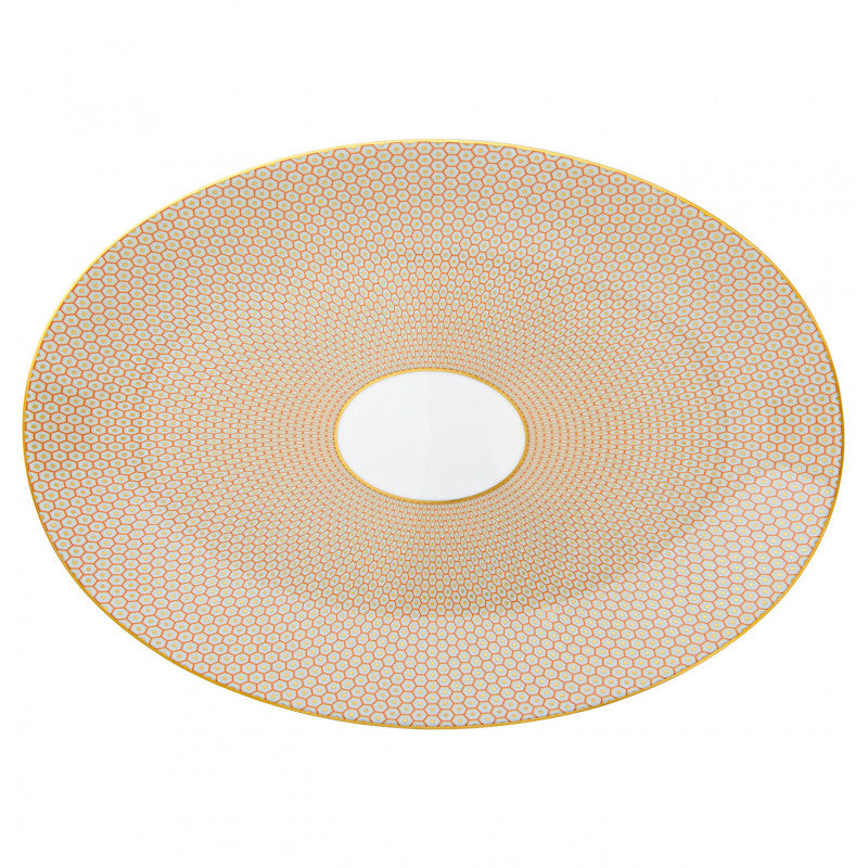 Oval platter 42 cm orange with gold rim | Trésor