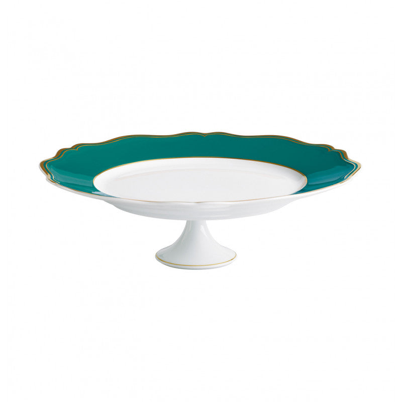 Petit four stand 27 cm turquoise with gold rim | Mazurka