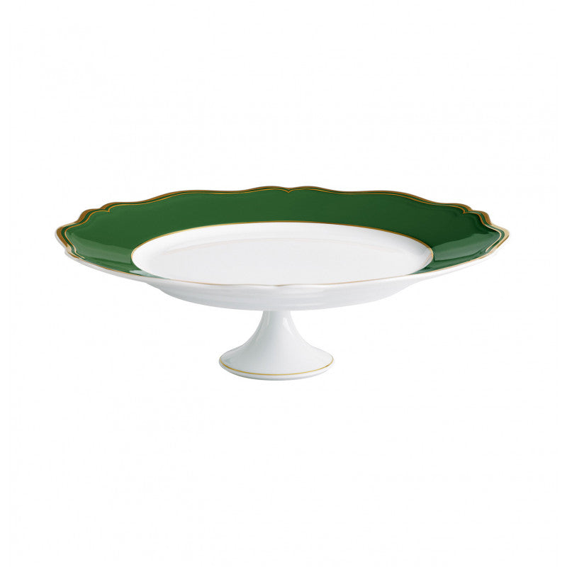 Petit four stand 27 cm green with gold rim | Mazurka