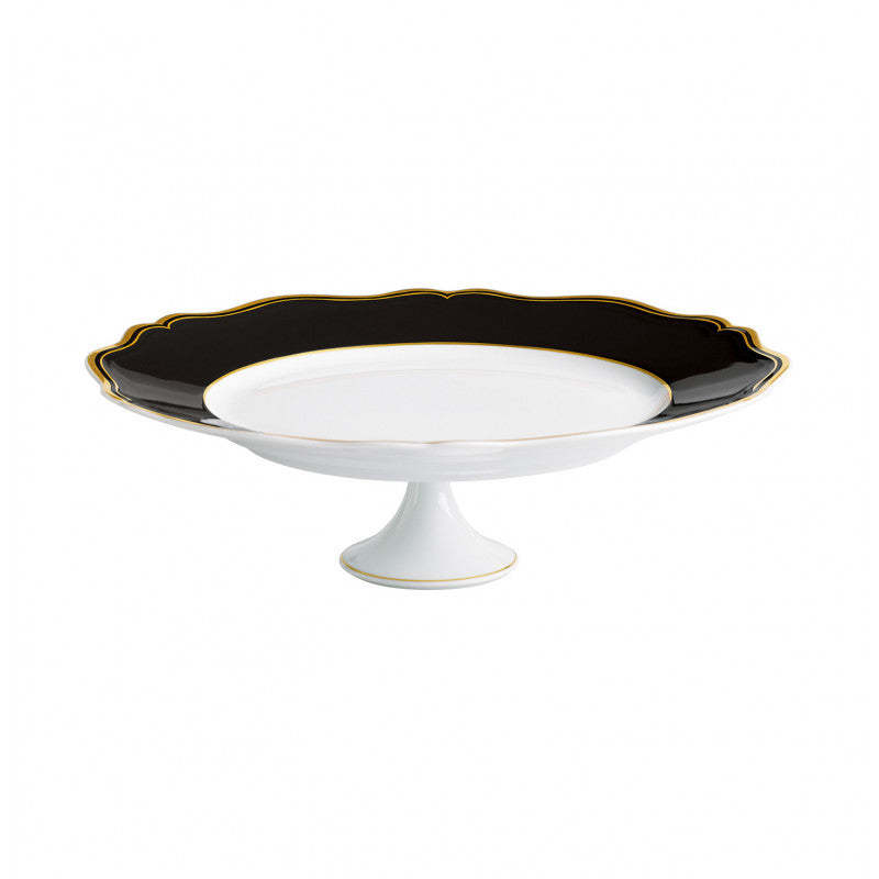 Petit four stand 27 cm black with gold rim | Mazurka