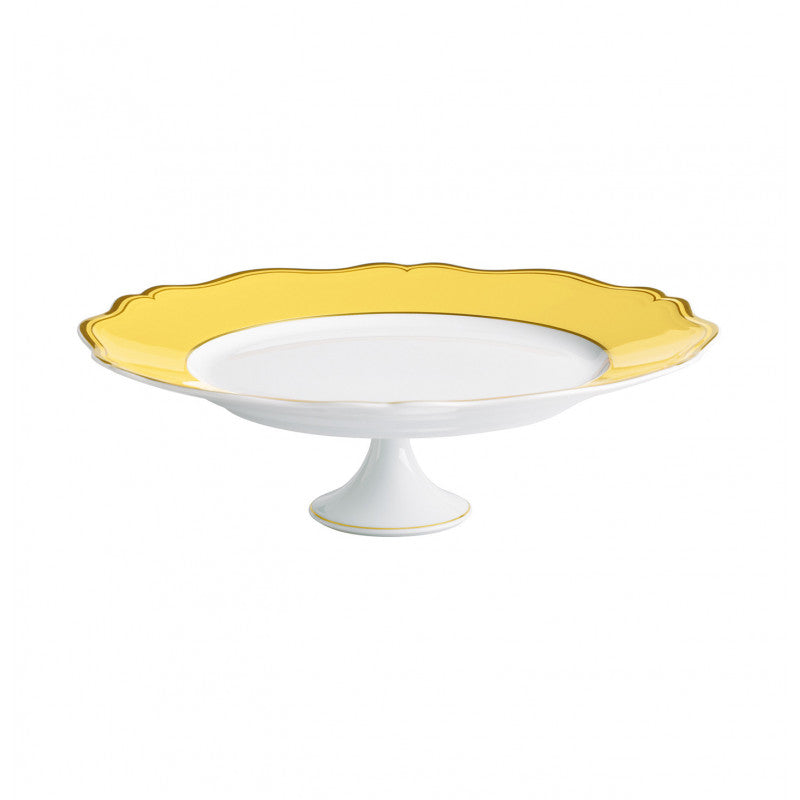 Petit four stand 27 cm yellow with gold rim | Mazurka