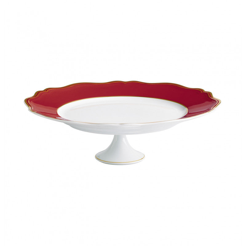 Petit four stand 27 cm red with gold rim | Mazurka
