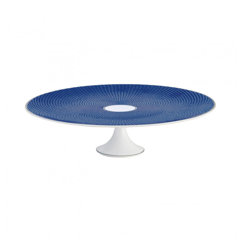 Petit four stand 27 cm blue with platine rim | Trésor Bleu