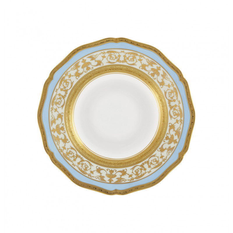 Rim plate deep 23 cm blue with gold rim | Shéhérazade