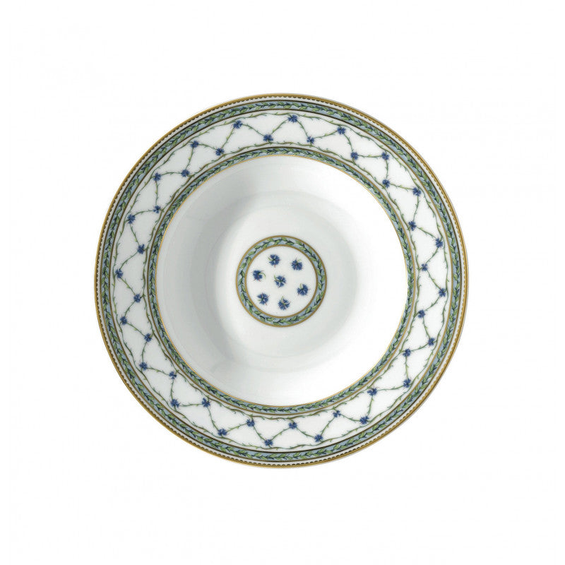 Rim plate deep 21 cm green/blue with gold rim | Allée Du Roy