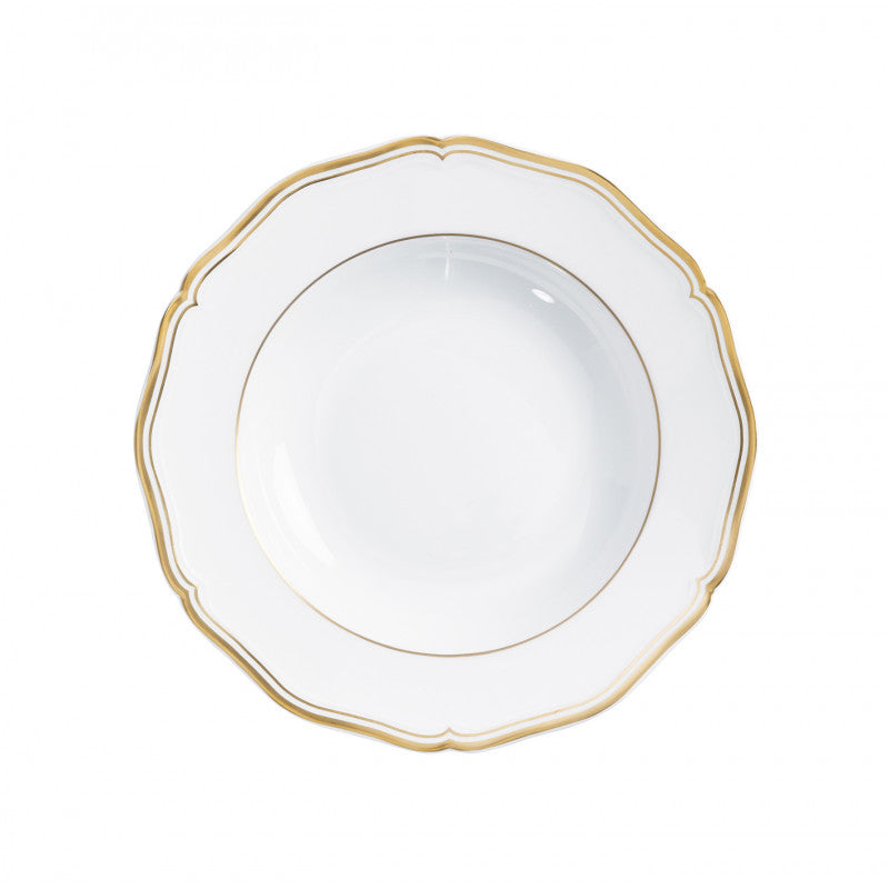 Rim plate deep 23 cm white with gold rim | Mazurka