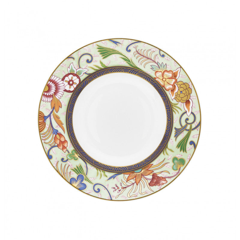 Rim plate deep 23 cm blue/pink with gold rim | Imari
