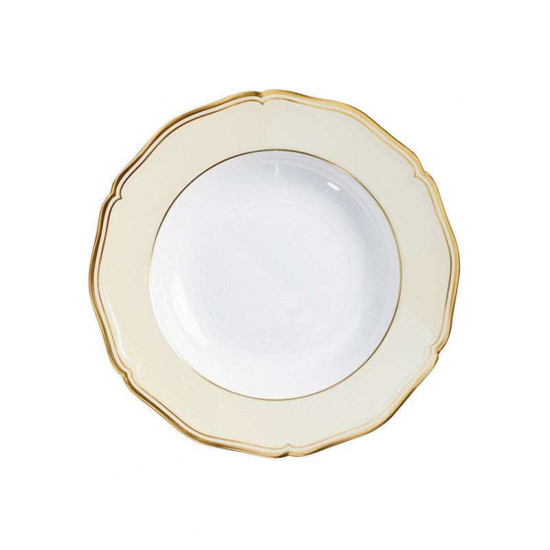 Rim plate deep 23 cm ivory with gold rim | Mazurka