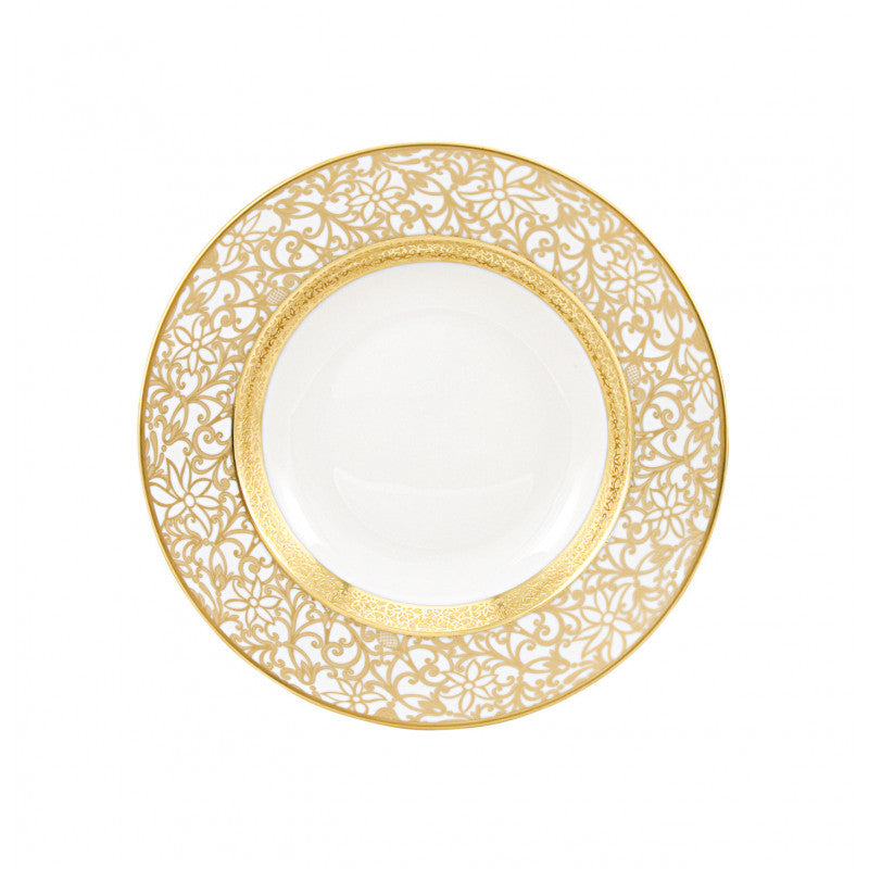 Rim plate deep 23 cm white with gold rim | Tolède Or