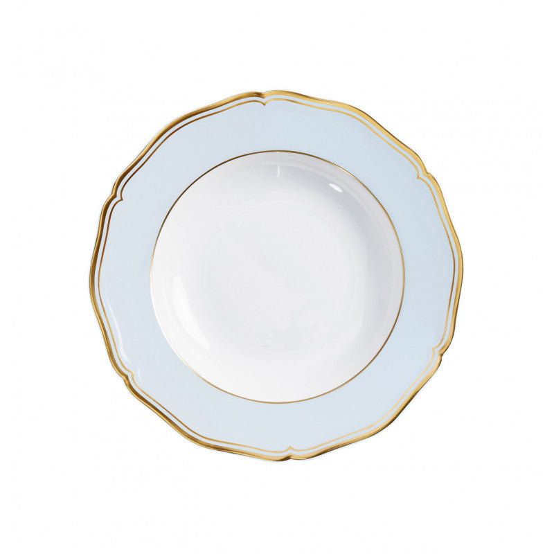 Rim plate deep 23 cm blue with gold rim | Mazurka