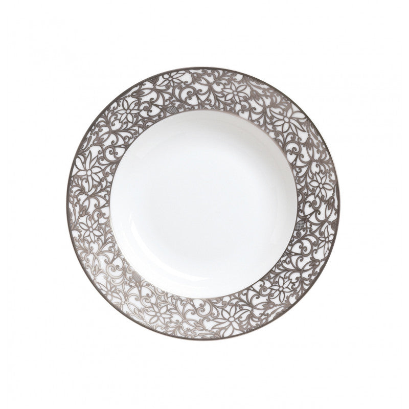 Rim plate deep 23 cm white with platine rim | Salamanque Platine