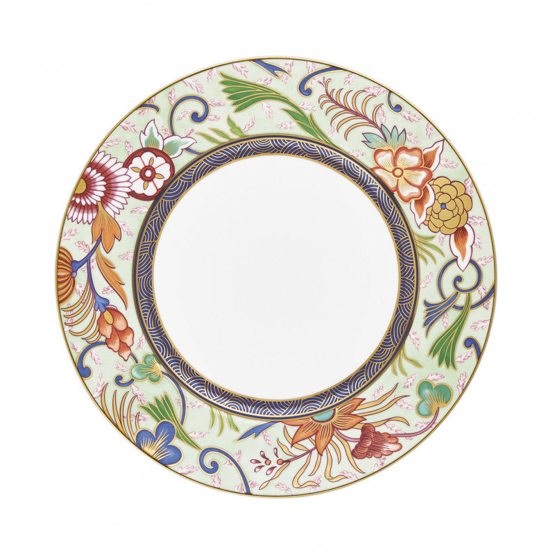 Rim plate flat 27 cm blue/pink with gold rim | Imari