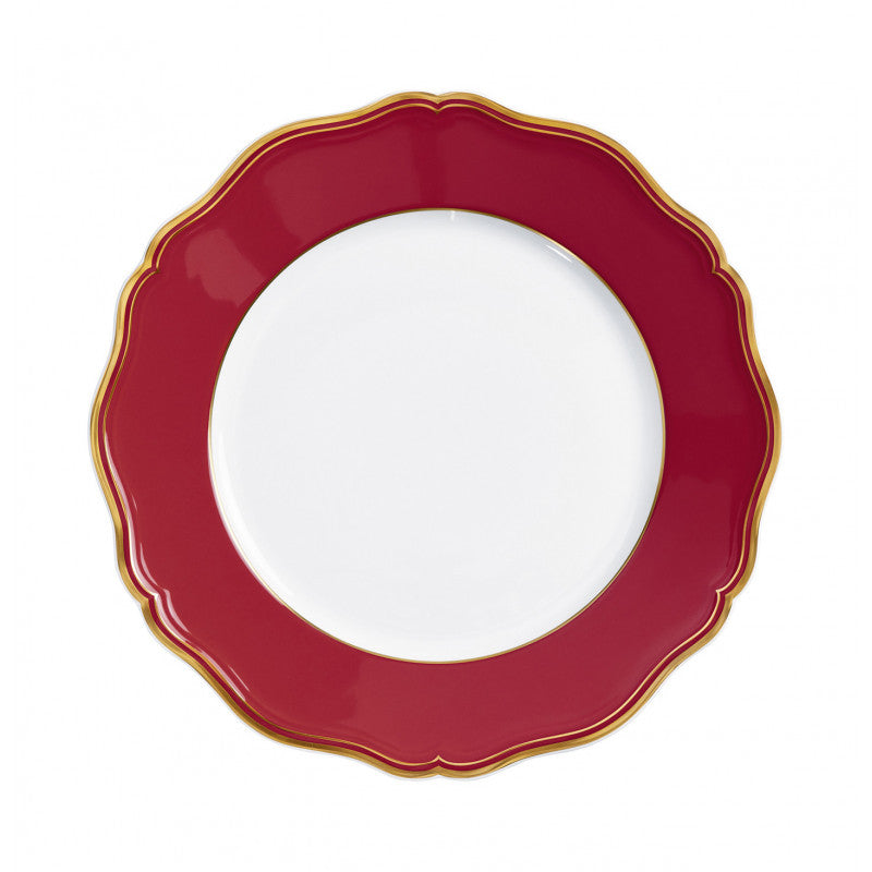 Rim plate flat 27 cm red with gold rim | Mazurka