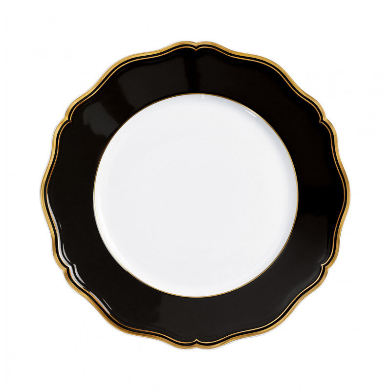 Rim plate flat 27 cm black with gold rim | Mazurka