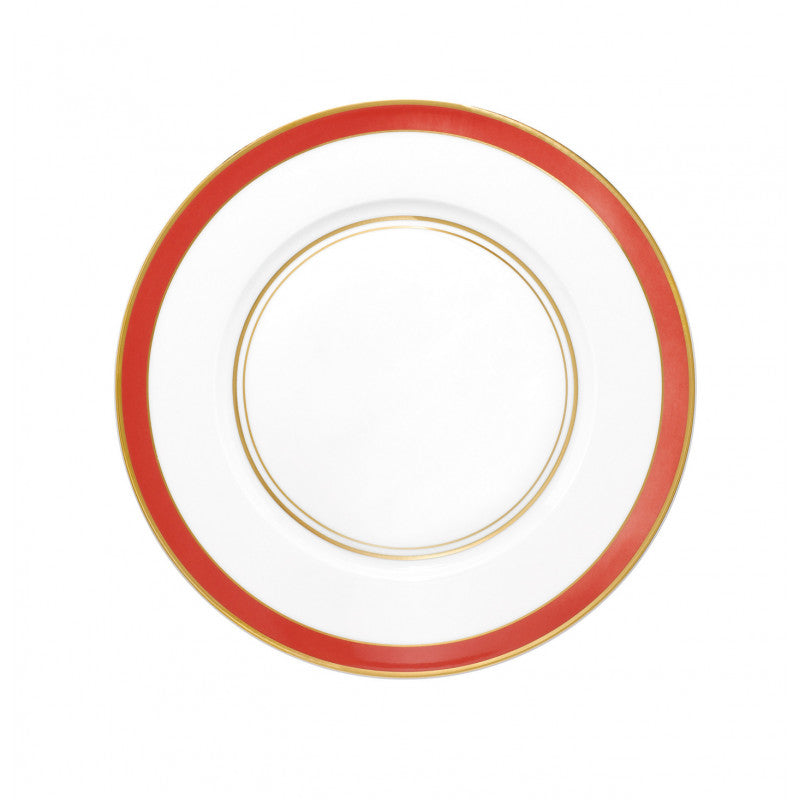 Rim plate flat 27 cm red with gold rim I | Cristobal Rouge