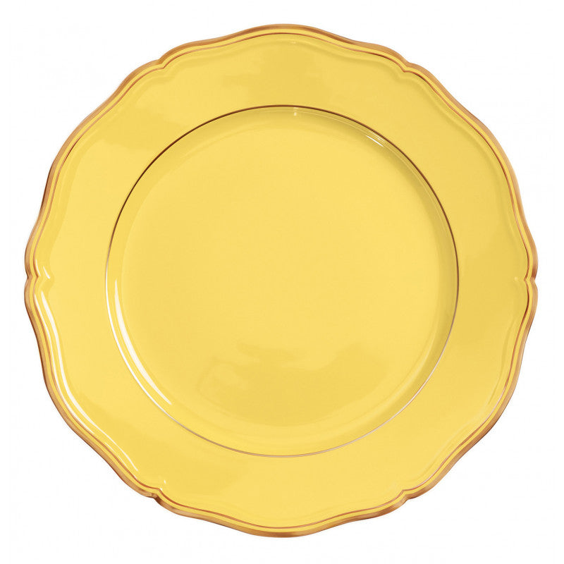 Rim plate flat 31 cm yellow with gold rim | Mazurka