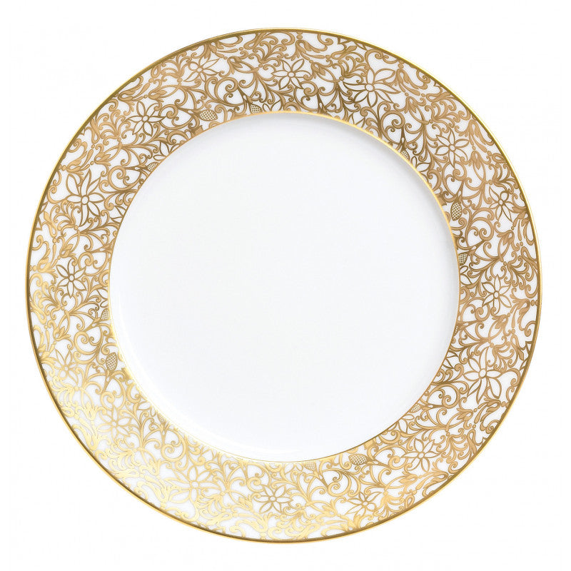 Rim plate flat 31 cm white with gold rim | Salamanque Or