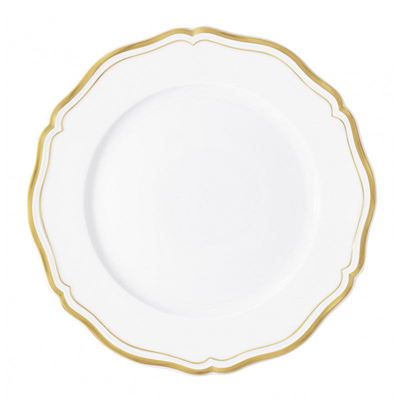 Rim plate flat 31 cm white with gold rim | Polka Or