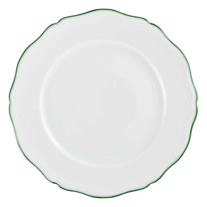 Rim plate flat 31 cm green | Touraine Double Filet Vert