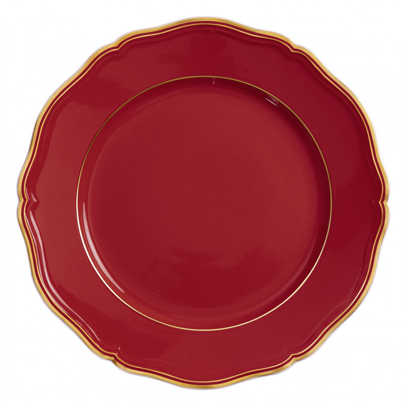 Rim plate flat 31 cm red with gold rim | Mazurka