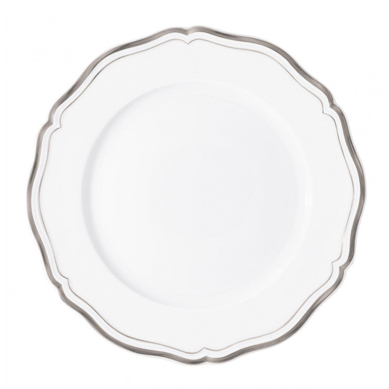 Rim plate flat 31 cm white with platine rim | Polka Platine