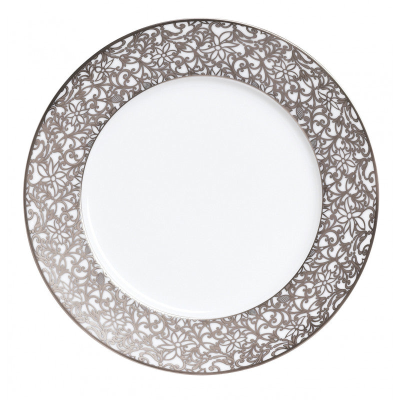 Rim plate flat 31 cm white with platine rim | Salamanque Platine