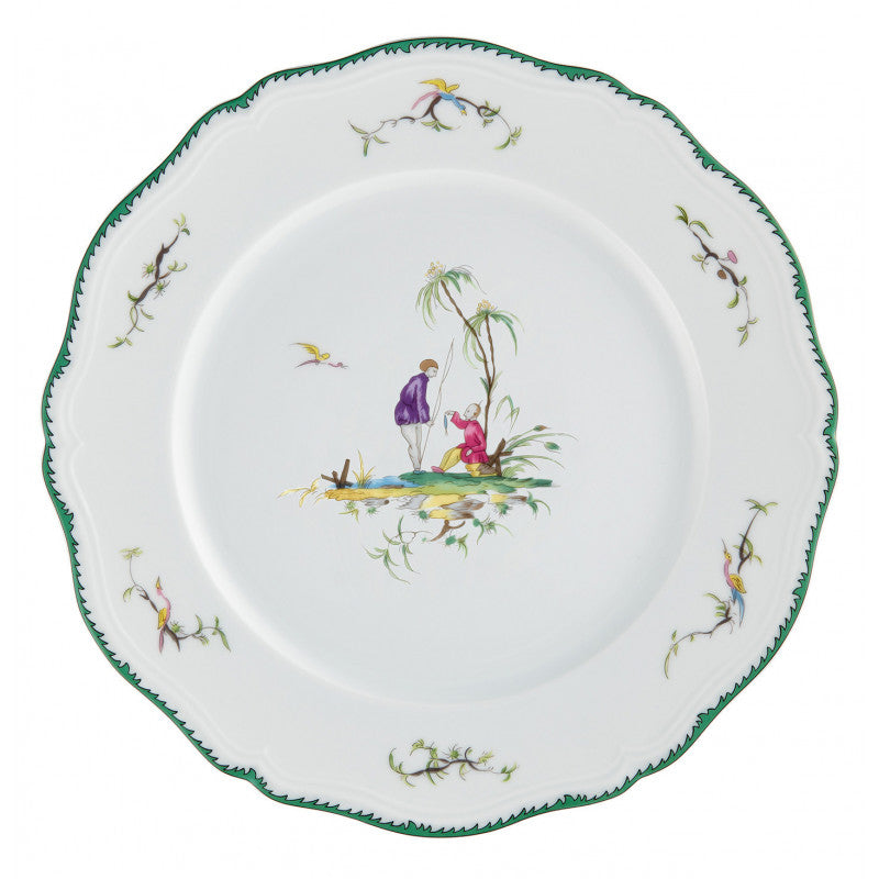 Rim plate flat 22 cm green/pink V | Longjiang